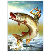 Load image into Gallery viewer, Fishing Landscape 40x30cm(canvas) partial round drill diamond painting
