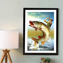 Load image into Gallery viewer, Fishing Landscape 40x30cm(canvas) partial round drill diamond painting
