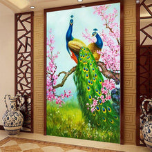 Load image into Gallery viewer, Peacock 30x54cm(canvas) partial round drill diamond painting
