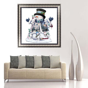 Christmas Snowman 30x30cm(canvas) partial round drill diamond painting