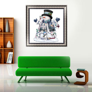 Christmas Snowman 30x30cm(canvas) partial round drill diamond painting