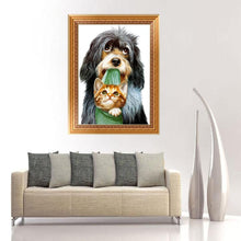 Load image into Gallery viewer, Dog Cat Photo 40x30cm(canvas) partial round drill diamond painting
