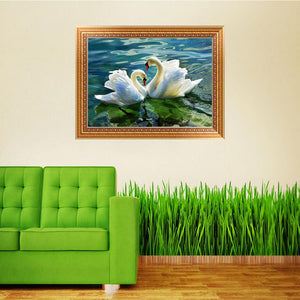 Swan Crystal Picture 40x30cm(canvas) partial round drill diamond painting