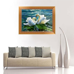 Swan Crystal Picture 40x30cm(canvas) partial round drill diamond painting