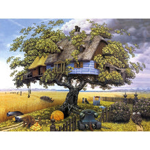 Load image into Gallery viewer, Tree House 40x30cm(canvas) partial square drill diamond painting

