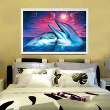 Load image into Gallery viewer, Two Dolphins 40x30cm(canvas) partial round drill diamond painting

