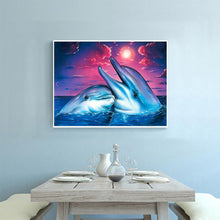Load image into Gallery viewer, Two Dolphins 40x30cm(canvas) partial round drill diamond painting
