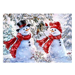 Christmas Snowman Xmas 30x40cm(canvas) partial round drill diamond painting