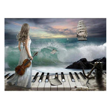 Load image into Gallery viewer, Girl Piano 30x40cm(canvas) partial round drill diamond painting
