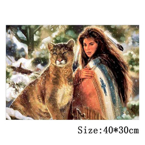 Beauty Big Cat 40x30cm(canvas) partial round drill diamond painting