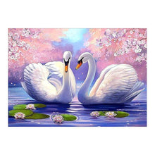 Load image into Gallery viewer, Two White Swans 40x30cm(canvas) partial round drill diamond painting
