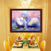 Load image into Gallery viewer, Two White Swans 40x30cm(canvas) partial round drill diamond painting
