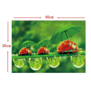 Green Leaf Ladybug 40x30cm(canvas) partial round drill diamond painting