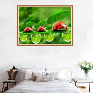 Green Leaf Ladybug 40x30cm(canvas) partial round drill diamond painting