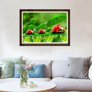 Green Leaf Ladybug 40x30cm(canvas) partial round drill diamond painting