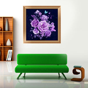 Purple Flowers 30x30cm(canvas) partial round drill diamond painting