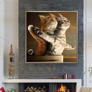Intimate Cats 30x30cm(canvas) partial round drill diamond painting
