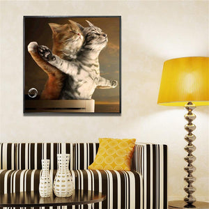 Intimate Cats 30x30cm(canvas) partial round drill diamond painting