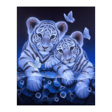 Load image into Gallery viewer, 2 Tigers 25x30cm(canvas) partial round drill diamond painting
