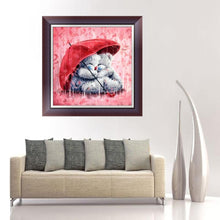 Load image into Gallery viewer, Umbrella Bear 30x30cm(canvas) partial round drill diamond painting
