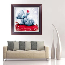 Load image into Gallery viewer, Heart Bear 30x30cm(canvas) partial round drill diamond painting
