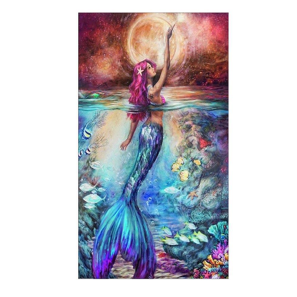 Sea-maid Bedroom 25x40cm(canvas) partial round drill diamond painting
