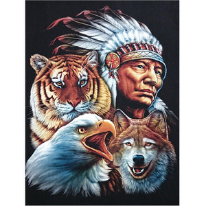 Tribal Leader Animal 40x30cm(canvas) partial round drill diamond painting