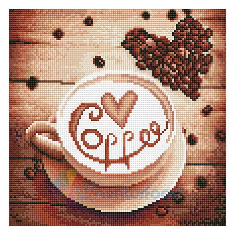Coffee 30x30cm(canvas) full round drill diamond painting