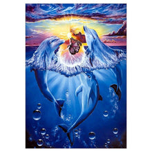 Load image into Gallery viewer, 2 Dolphins 40x30cm(canvas) partial round drill diamond painting

