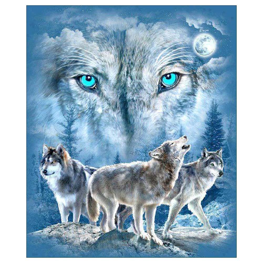 Wolf Living Room 30x35cm(canvas) partial round drill diamond painting