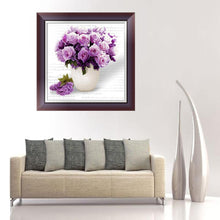 Load image into Gallery viewer, Purple Flower Rose 30x30cm(canvas) partial round drill diamond painting
