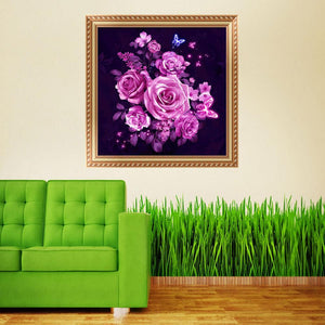 Pink Flower 30x30cm(canvas) partial round drill diamond painting