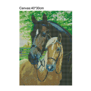 Horses 40x30cm(canvas) full round drill diamond painting