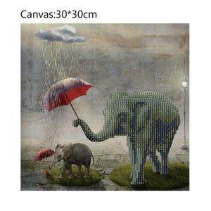 Elephant 30x30cm(canvas) partial round drill diamond painting