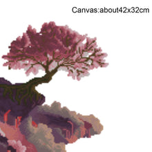 Load image into Gallery viewer, Cliff Tree 42x32cm(canvas) partial round drill diamond painting
