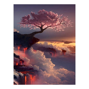 Cliff Tree 42x32cm(canvas) partial round drill diamond painting