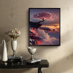 Cliff Tree 42x32cm(canvas) partial round drill diamond painting