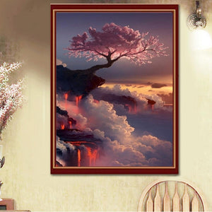 Cliff Tree 42x32cm(canvas) partial round drill diamond painting