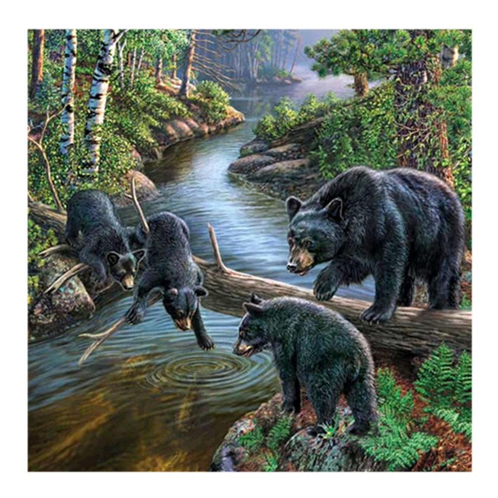 Bears 30x30cm(canvas) partial round drill diamond painting