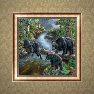 Bears 30x30cm(canvas) partial round drill diamond painting