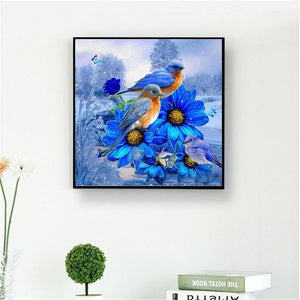 Blue Bird Picture 30x30cm(canvas) partial round drill diamond painting