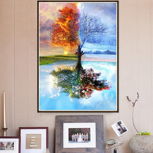 Tree 40x30cm(canvas) partial round drill diamond painting