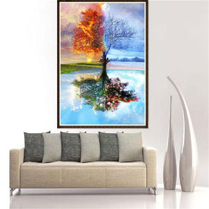 Tree 40x30cm(canvas) partial round drill diamond painting