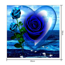 Load image into Gallery viewer, Blue Rose Heart 30x30cm(canvas) partial round drill diamond painting
