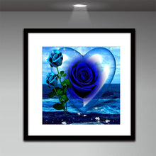 Load image into Gallery viewer, Blue Rose Heart 30x30cm(canvas) partial round drill diamond painting
