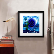 Load image into Gallery viewer, Blue Rose Heart 30x30cm(canvas) partial round drill diamond painting
