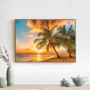 Sunrise Sea 40x30cm(canvas) partial round drill diamond painting