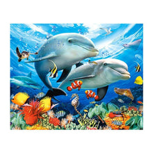 Load image into Gallery viewer, Brother Dolphin 30x25cm(canvas) partial round drill diamond painting
