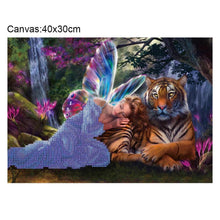 Load image into Gallery viewer, Tiger Fairies 40x30cm(canvas) partial round drill diamond painting
