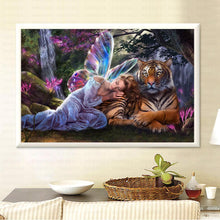 Load image into Gallery viewer, Tiger Fairies 40x30cm(canvas) partial round drill diamond painting
